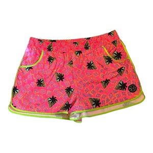 Maui and Sons Graphic Neon Palm Tree Shorts Womens Large Retro 90s Beach Vibrant